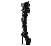 Pleaser Flamingo-3028 Blk Str Pat/Blk 39