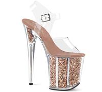 Pleaser FLAMINGO-808G Clr/Blk Gltr, Clr Glitter Oro Rosa, 37 EU