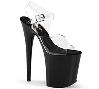 Pleaser Flamingo-808, Sandali Aperti Donna, Trasparente Clr Blk, 38 EU