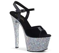 Pleaser SKY-309LG Blk Pat/Slv Multi Glitter UK 6 (EU 39 )