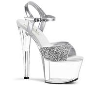 Pleaser SKY-310, Sandali con Plateau da Donna, Argento (Argento), 35 EU, Argento, 35 EU
