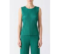 PLEATS PLEASE ISSEY MIYAKE Top plissettato con spalle scoperte con inserti in pizzo OS Verde