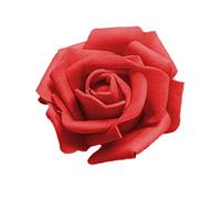Pleayietoopiatiey Confezione da 50 rose artificiali in schiuma di polietilene, fiori finti per la sposa, decorazioni per matrimoni, ornamenti rossi