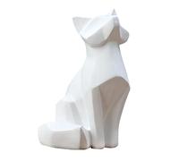 Pleayietoopiatiey Scultura geometrica nordica a forma di volpe, per ornamenti, scrivania, camera da letto, soggiorno, di piccole dimensioni, bianco