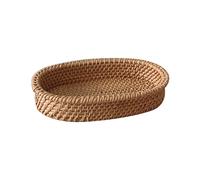 Pleayietoopiatiey Vassoio da portata in rattan, cestino per frutta, organizer per alimenti, per pane, verdure, bevande, 20 x 12 x 4 cm, marrone, 20 x 12 x 4 cm