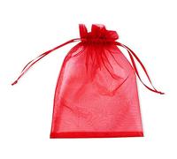 PLECUPE 100 Pezzi Sacchetti Confetti,Sacchetti Organza 16x22cm Sacchetti Regalo in organza con Coulisse per Matrimonio,Natale,Bomboniere,Compleanno,Caramella, Gioielli, Festa, Battesimo-Rosso
