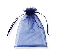 PLECUPE 100 Pezzi Sacchetti Confetti,Sacchetti Organza 20x30cm Sacchetti Regalo in organza con Coulisse per Matrimonio,Natale,Bomboniere,Compleanno,Caramella, Gioielli, Festa, Battesimo-Blu#1