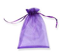 PLECUPE 100 Pezzi Sacchetti Confetti,Sacchetti Organza 20x30cm Sacchetti Regalo in organza con Coulisse per Matrimonio,Natale,Bomboniere,Compleanno,Caramella, Gioielli, Festa, Battesimo-Purple#2