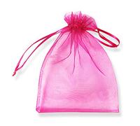 PLECUPE 100 Pezzi Trasparente Organza Bag Sacchetti Bustine, 16x22cm (6.3x8.7 Pollici) Sacchettino Sacchetto Coulisse Porta Sacchettini di Matrimonio - Rose Red