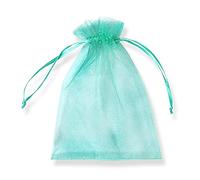 PLECUPE 100 Pezzi Trasparente Organza Bag Sacchetti Bustine, 16x22cm (6.3x8.7 Pollici) Sacchettino Sacchetto Coulisse Porta Sacchettini di Matrimonio - Verde#3