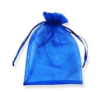 PLECUPE 100 Pezzi Trasparente Organza Bag Sacchetti Bustine, 7x9cm (2.8x3.5 Pollici) Sacchettino Sacchetto Coulisse Porta Sacchettini di Matrimonio - Blu#4