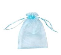 PLECUPE 100 Pezzi Trasparente Organza Bag Sacchetti Bustine, 9x12cm (3.5x4.7 Pollici) Sacchettino Sacchetto Coulisse Porta Sacchettini di Matrimonio - Blu#3