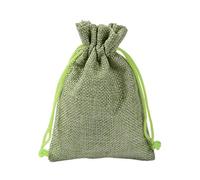 PLECUPE 20 Pezzi Panno di Lino di Iuta Sacchetti Regalo con Coulisse, 9x12cm Vintage Colore Puro Biancheria Borse Borse da Regalo Tela da Imballaggio Sacchetto dei Monili Candy Bags, Verde