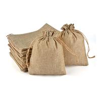 PLECUPE 20 Pezzi Sacchetti Juta,Sacchetti di Iuta 15x20 cm, Sacchetti Regalo con Coulisse,Vintage Biancheria Borse Borse da Regalo Tela da Imballaggio Sacchetto dei Monili Candy Bags,Cachi