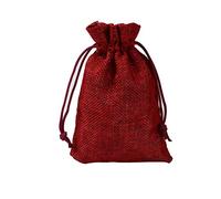 PLECUPE 20 Pezzi Sacchetti Juta,Sacchetti di Iuta 15x20 cm, Sacchetti Regalo con Coulisse,Vintage Biancheria Borse Borse da Regalo Tela da Imballaggio Sacchetto dei Monili Candy Bags,Vino Rosso