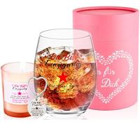 PLECUPE Regalo migliore amica, bicchiere da vino, regali di amicizia, bicchieri da vino e candele profumate, set di parole di incoraggiamento, regalo di compleanno per ragazze, vetro borosilicato di