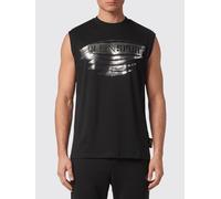 Plein Sport Canotta girocollo in cotone con logo laminato a contrasto 3XL Nero