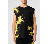Plein Sport Canotta in cotone con stampa astratta e logo Hexagon 3XL Nero