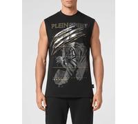 Plein Sport Canotta in cotone stampata con strass XXL Nero