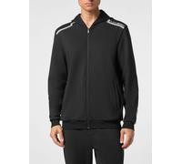 Plein Sport Felpa con cappuccio e zip in jersey tecnico e tasche America 4XL Nero