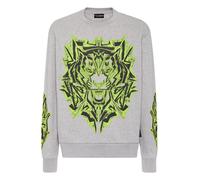 Plein Sport Felpa 'Thunder Tiger' grigio chiaro / lime / nero Uomo Plein Sport M grigio chiaro / lime / nero