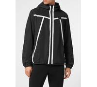 Plein Sport Giacca a vento in tessuto tecnico con cappuccio e dettagli a righe 4XL Nero