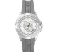 Plein Sport Orologio analogico al quarzo da uomo Touchdown, Argento/Grigio/Silicone - Psfba0623, cinghia