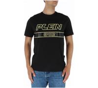 Plein Sport Sleek Black Cotton Crew Neck Tee with Logo Print M