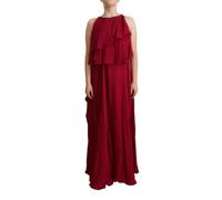 Plein Sud - Abito Lungo Maxi a Trapezio Senza Maniche in Seta con Volant - -Dresses -Donna -Marrone -L