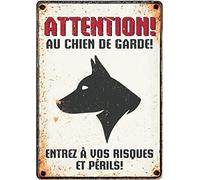 plenty gifts Plaque métal Vintage Attention au Chien de Garde