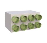 Plenum di distribuzione per VMC per tubo canalizzato uscite da 75 con manicotti completi di serranda di taratura con regolazione