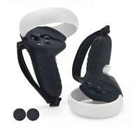 Pletpet - Cover per impugnature per controller Oculus/Meta Quest 2, copertura anti-lancio con cinghie regolabili per Oculus Quest 2, accessori in silicone nero, custodia protettiva morbida per Oculus