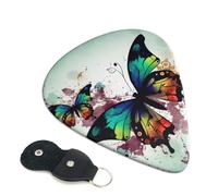 Plettri artistici per chitarra a farfalla, 6 pezzi, spessore 0,96 mm, in celluloide, con supporto in pelle, plettro personalizzato per basso, chitarra elettrica, acustica, regalo per gli amanti