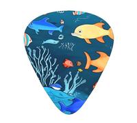 Plettri blu subacqueo del mondo dei pesci, set da 12 pezzi, tre diversi spessori per chitarra elettrica acustica e altri strumenti