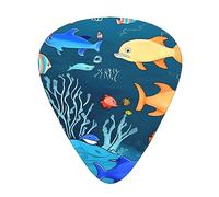 Plettri blu subacqueo mondo di pesce per chitarra, 12 pezzi, materiale ABS, bordi lisci, sensazione confortevole, 3 spessori opzionali