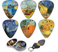 Plettri Chitarra Con Dipinti Di Vincent Van Gogh Set Idea Regalo Completo Confezione da 12 Plettri In Celluloide E Scatola In Latta + Portaplettro - Set Per Chitarrista - Offerta Limitata
