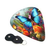 Plettri colorati per chitarra con farfalla e floreale, spessore 0,71 mm, con supporto in pelle, plettro personalizzato per basso, chitarra elettrica, acustica, regalo per gli amanti