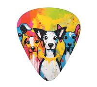 Plettri colorati per chitarra stampati con cane, set da 12 pezzi con stili sottili, medi e spessi, viene fornito con una custodia