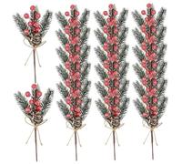 Plettri di bacche, 20 pezzi di decorazioni per albero di Natale, rami di pino innevato artificiale con fiocco di pigne per la disposizione di vasi per la casa delle vacanze, rosso 7, 8 pollici