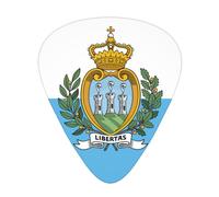 Plettri in celluloide per chitarra acustica e basso, con stampa bandiera di San Marino, con scatola organizer