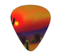 Plettri in celluloide per chitarra acustica e basso, con stampa di cactus al tramonto nel deserto, con scatola organizer