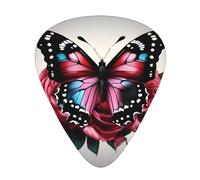 Plettri in celluloide per chitarra acustica e basso, con stampa di rose e farfalle, con scatola organizer