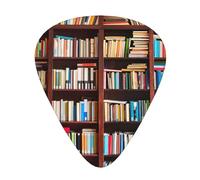 Plettri medi in celluloide con stampa di libri, 12 pezzi, con custodia per chitarra, basso, ukulele