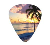 Plettri mozzafiato per chitarra acustica e basso, con stampa Jamaica Beach, in celluloide, con scatola organizer
