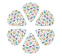 Plettri multi-calibro alla moda con motivo floreale, animale, arcobaleno, dinosauri, confezione da 6 plettri in celluloide per ukulele e strumenti a bassa tensione, essenziali per chitarristi