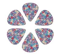 Plettri multi-calibro alla moda con note musicali colorate per pianoforte, confezione da 6 plettri in celluloide per ukulele e strumenti a bassa tensione, essenziali per chitarristi
