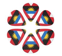 Plettri multicalibro alla moda con bandiera di Antigua e Barbuda, confezione da 6 plettri in celluloide per ukulele e strumenti a bassa tensione, essenziali per chitarristi