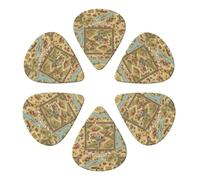 Plettri multicalibro alla moda, mappa del tesoro invecchiata, confezione da 6 plettri in celluloide per ukulele e strumenti a bassa tensione, essenziali per chitarristi