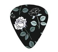 Plettri per chitarra, 12 pezzi, 3 diversi spessori, rosa gotica, con custodia in plastica trasparente, per chitarra elettrica, basso, ukulele, (inclusi 0,46 mm, 0,71 mm, 0,96 mm)