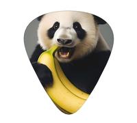 Plettri per chitarra, 12 pezzi, motivo WZYWHJ Panda che mangia banana, comodi al tatto, tono chiaro, spessore moderato, adatti per chitarra e chitarra elettrica
